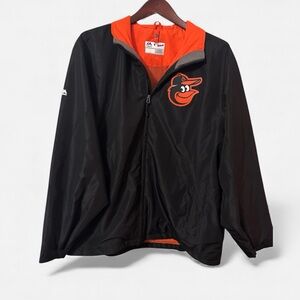 Baltimore Orioles MLB Majestic Black Orange Lightweight JacketWindbreaker Size L